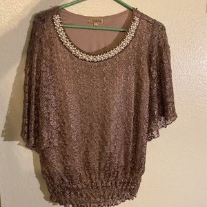 Lavish size small rose gold blouse